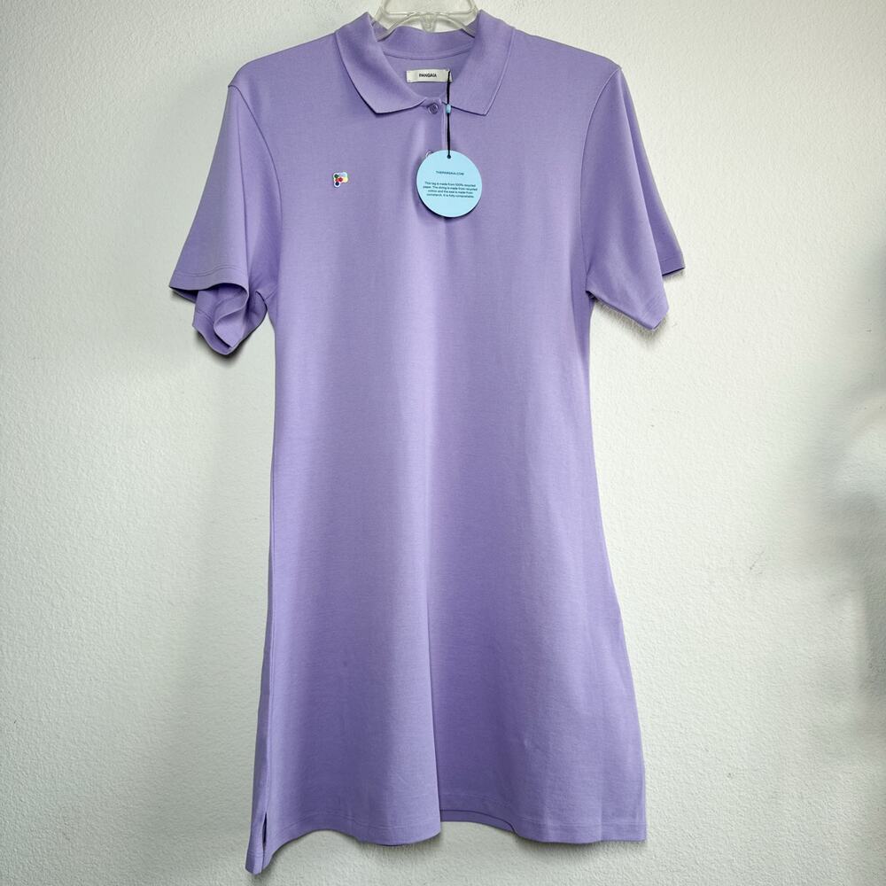 PANGAIA Organic Cotton Polo Dress Lavender A Line Large NWT Sustainable - Picture 2 of 9